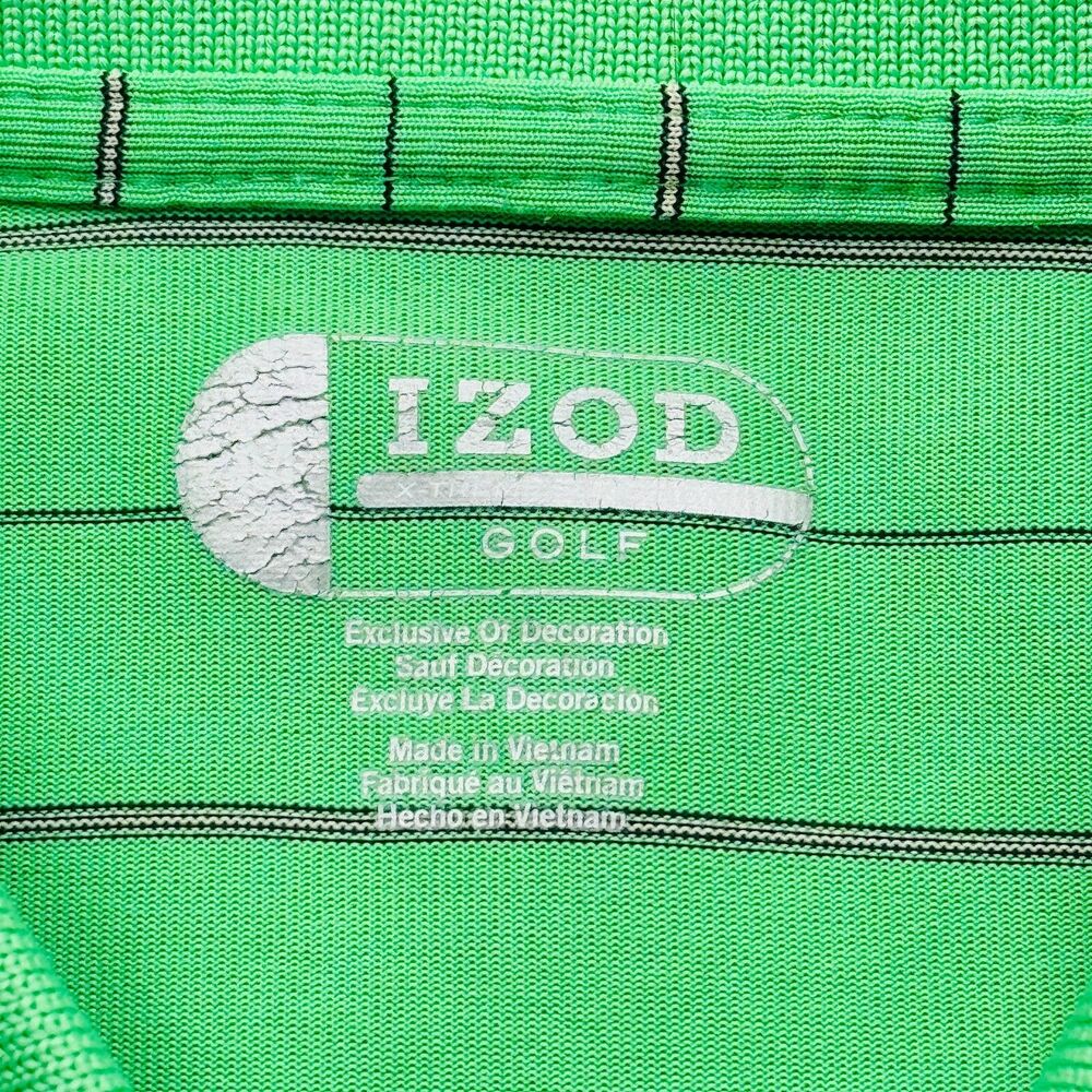 IZOD Golf Polo Shirt Mens M Green Blue Striped Short Sleeve Athletic Outdoor - Picture 5 of 9